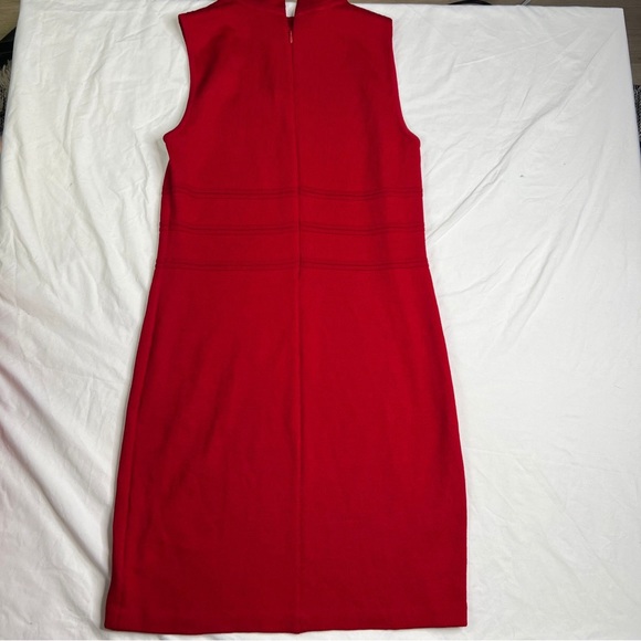 St John Nice Santana Knit Red Dress Sleeveless Design Career Dress sz 4 A050923 - Picture 2 of 6